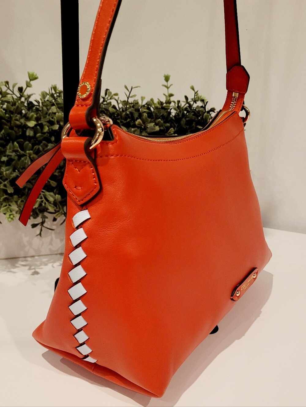 Cole Haan Summer Fig Smooth Leather Shoulder Bag $228 Retail